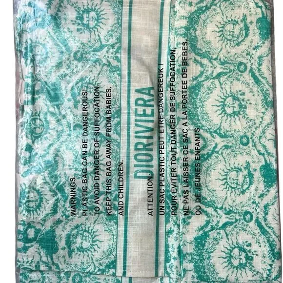 CHRISTIAN DIOR Canvas Dioriviera Toile de Jouy Soleil Tote Aquamarina